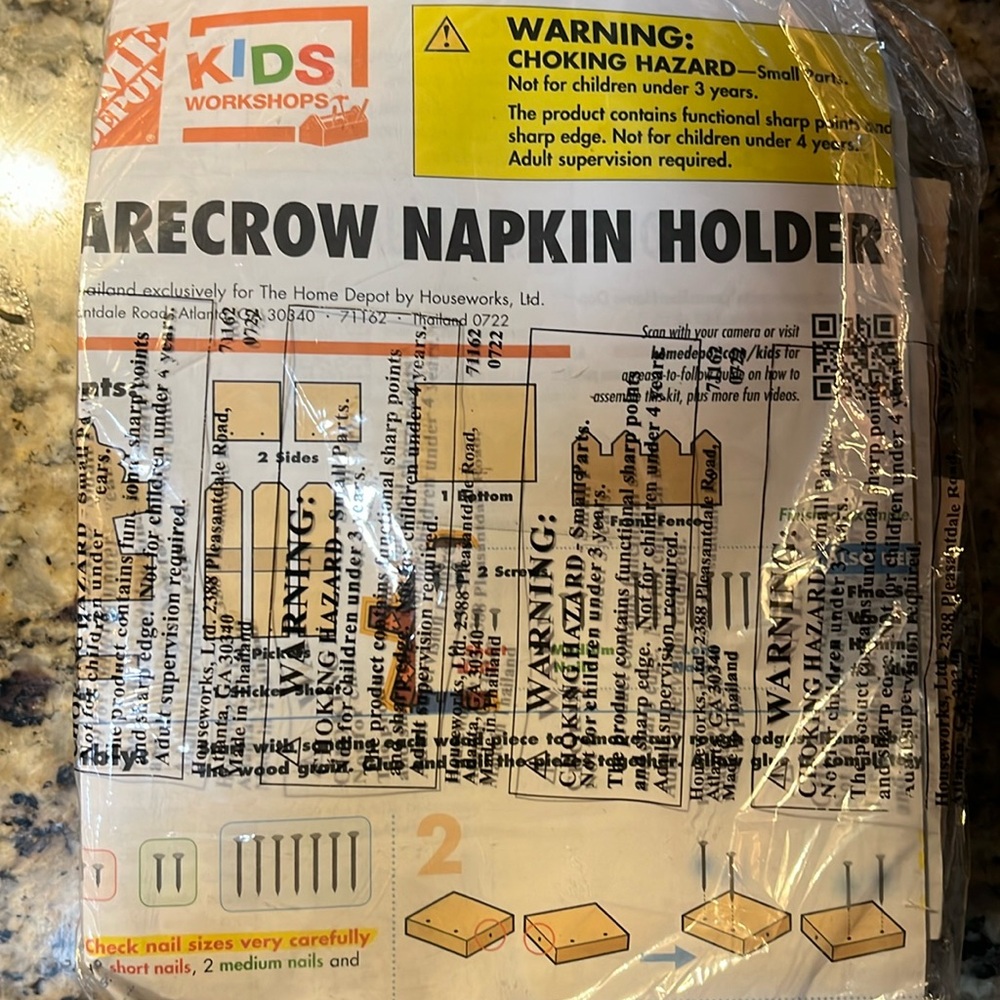 Home depot kids Scarecrow napkin holder kit